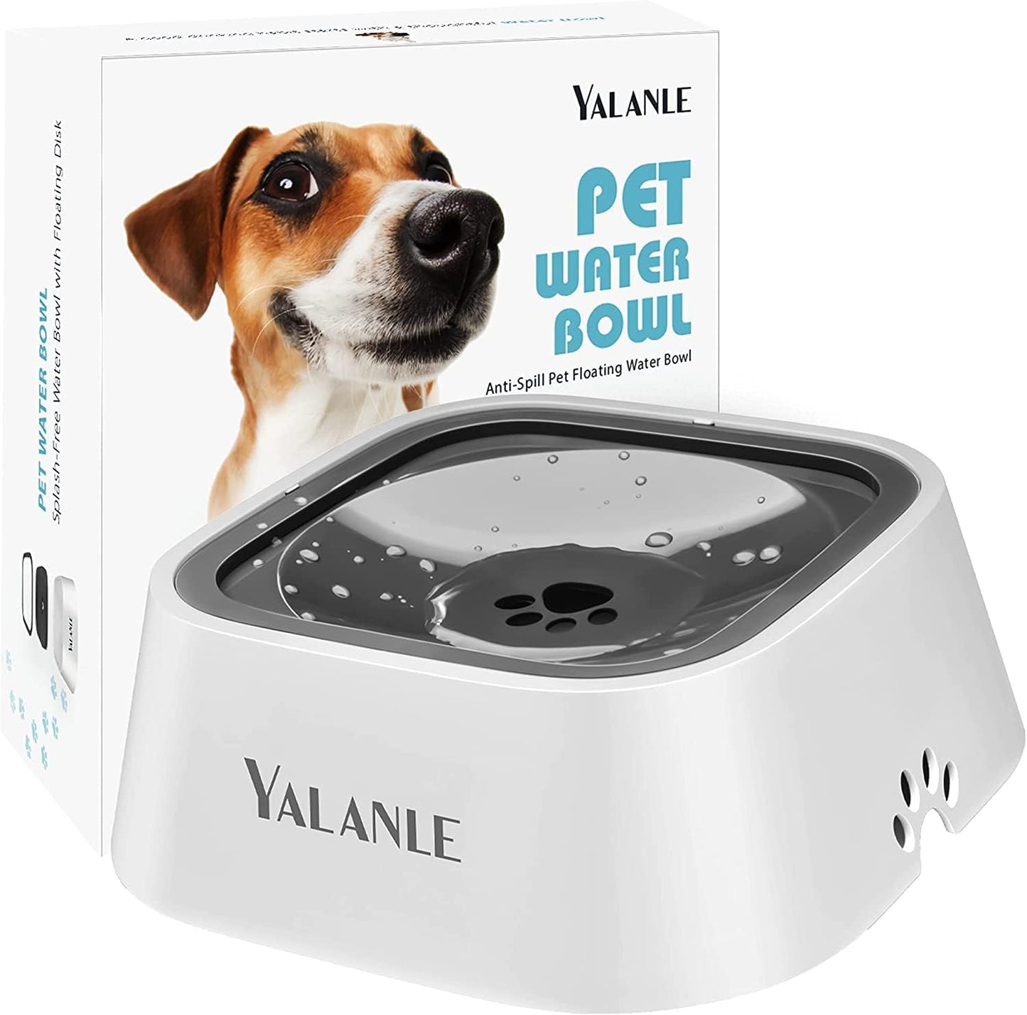 1L Dog Water Bowl No Spill, 35Oz Spill Proof Dog Water Bowl Reduce Refill, Slow Drinking Pet Bowl anti Splash No Mess for Vehicle/Outdoor/Indoor, White
