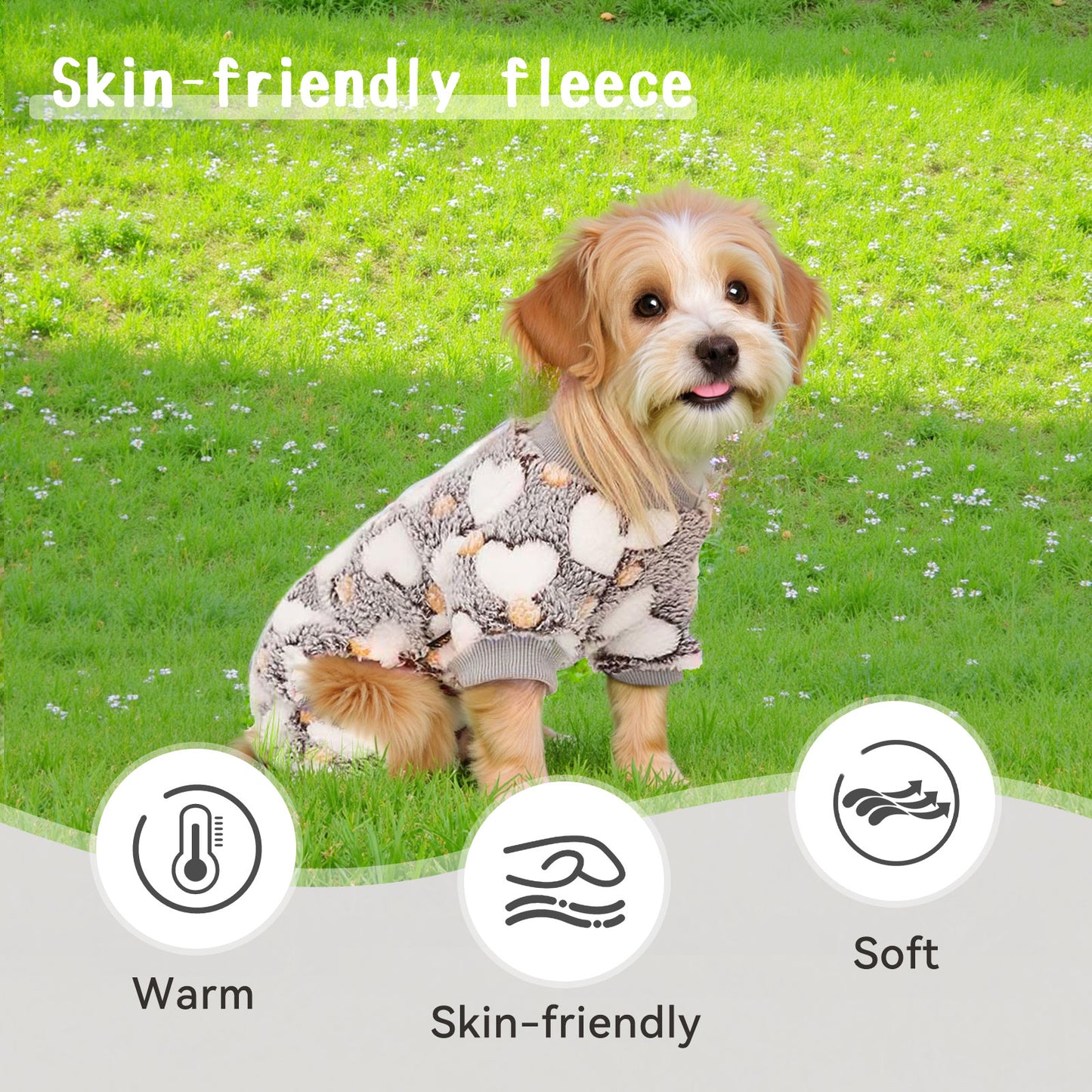 Dog Pajamas Soft Breathable Cozy Pet Jumpsuit Keeps Pets Warm & Comfortable