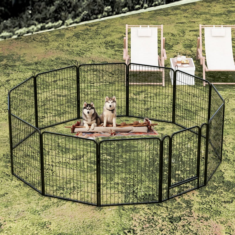12 Panels Heavy Duty Metal Playpen with Door,31.7"H Dog Fence Pet Exercise Pen for Outdoor