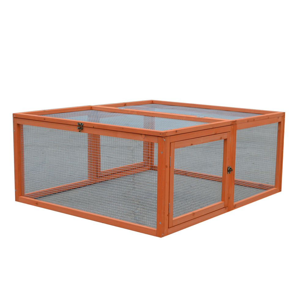 Outdoor Indoor Small Animal Cage Wooden Chicken Coop Run Cage with Galvanized Wire Mesh