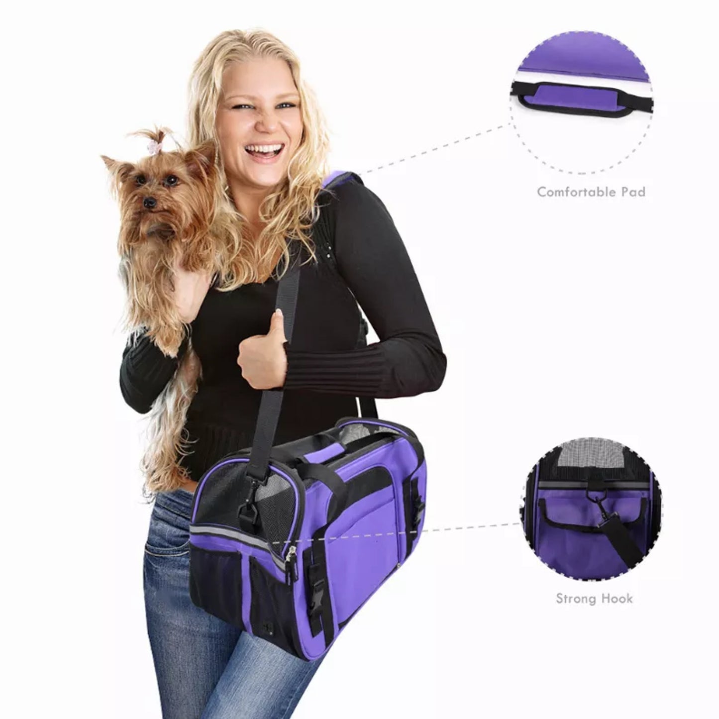 TD JESPET Airline Approved Cat and Dog Carrier Soft-Sided Collapsible Travel Handbag for Small Dogs Cats Car Seat Pet Carrier