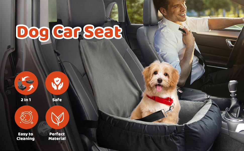 Pet Car Seat Cushion Small Dog Car Seat Safety Belt Coral Fleece Dog Booster Cushion Car Seat