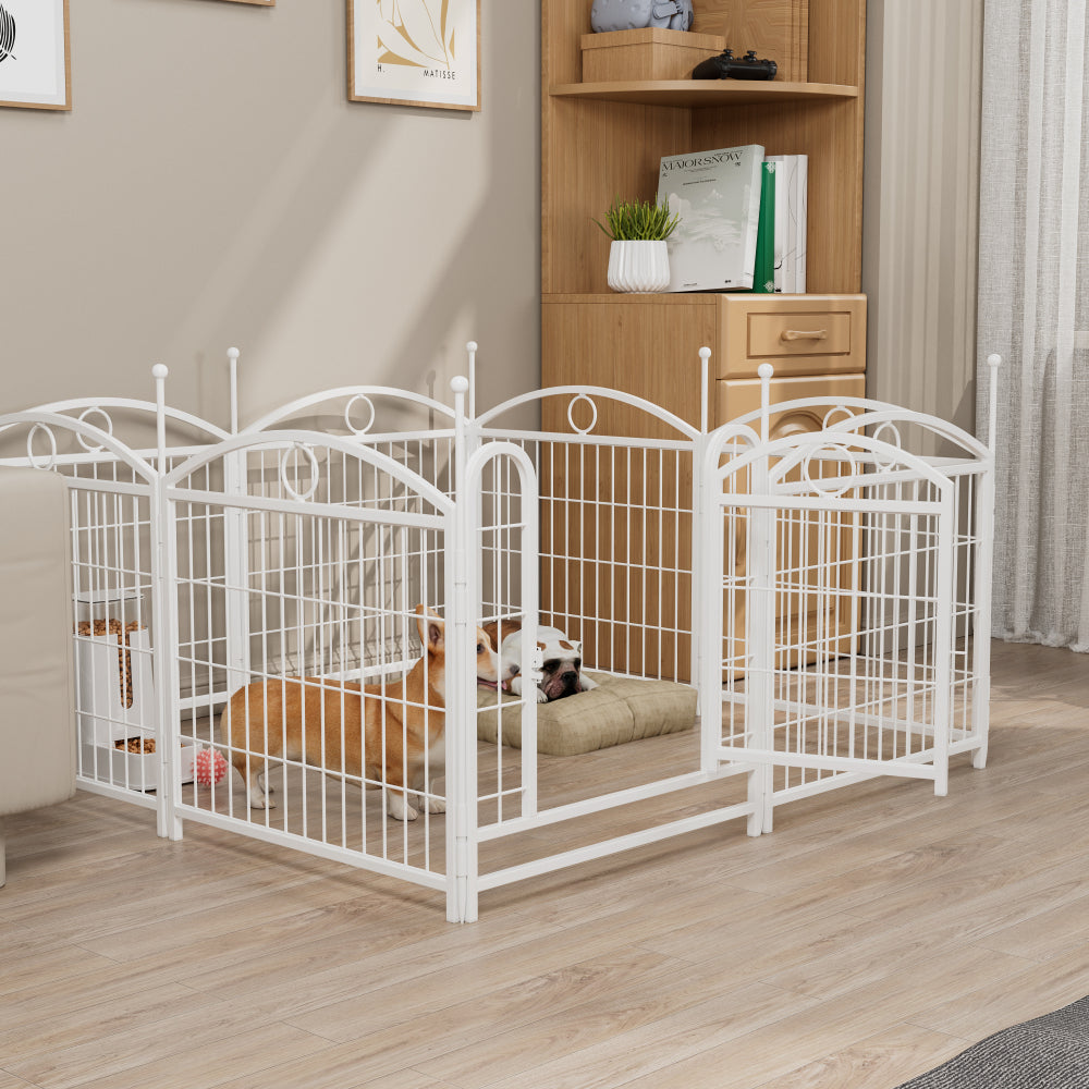 Dog Playpen Indoor 24 Inch 8 Panels Metal Dog Pen Pet Fence Outdoor Exercise Pen with Doors, Heavy Duty Dog Fence Puppy Pen