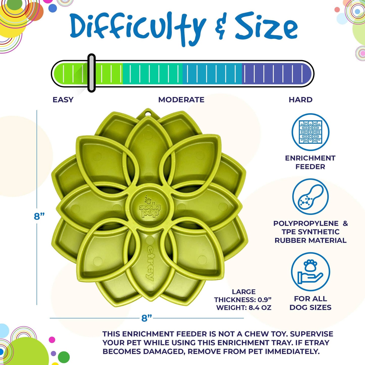 TD 2-in-1 ETray Mandala Design Silicone Outdoor Travel Bowls for Cats and Dogs Enrichment Tray for Animals' Food