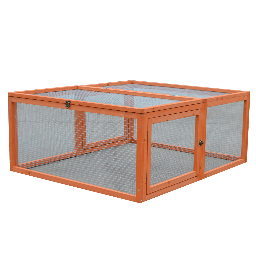 Outdoor Indoor Small Animal Cage Wooden Chicken Coop Run Cage with Galvanized Wire Mesh