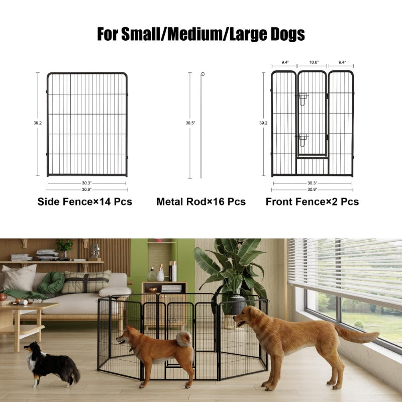 Dog Playpen, 40 Inch 8 Panels Puppy Playpen, Dog Exercise Pen for Large/Medium/Small Dogs, Foldable Dog Pen with Doors for RV