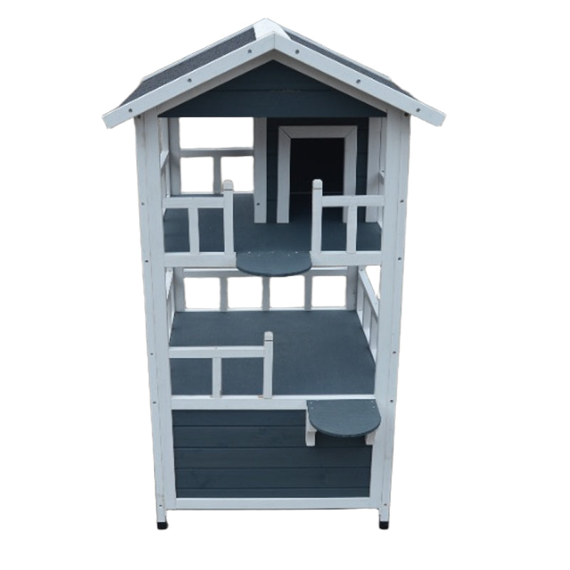 Wooden Outside Cat Shelter Weatherproof Large Outdoor Cat House with Escape Door