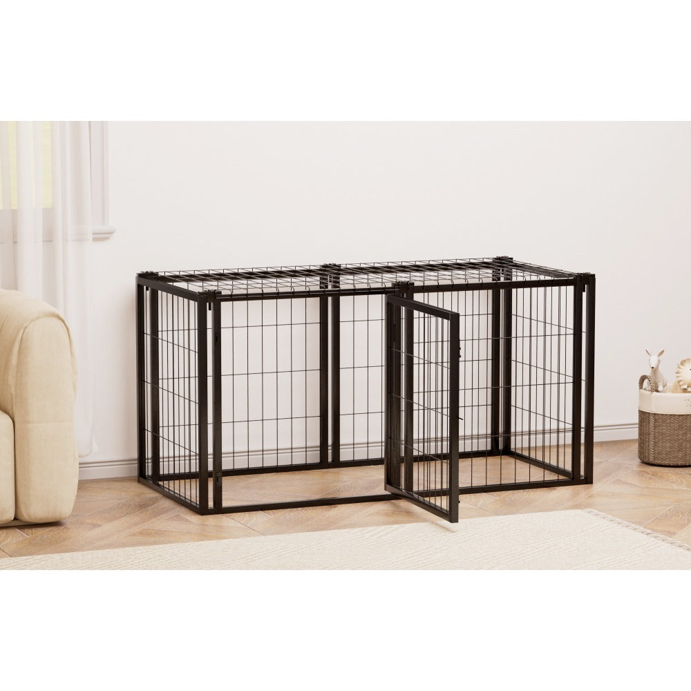 Dog Crate 47.2" Dog Kennel for Small Medium Dogs, Puppy Dog Playpen with Top, Pet Cage, Indoor, Black.47.2"L X 22"W X 24"H.