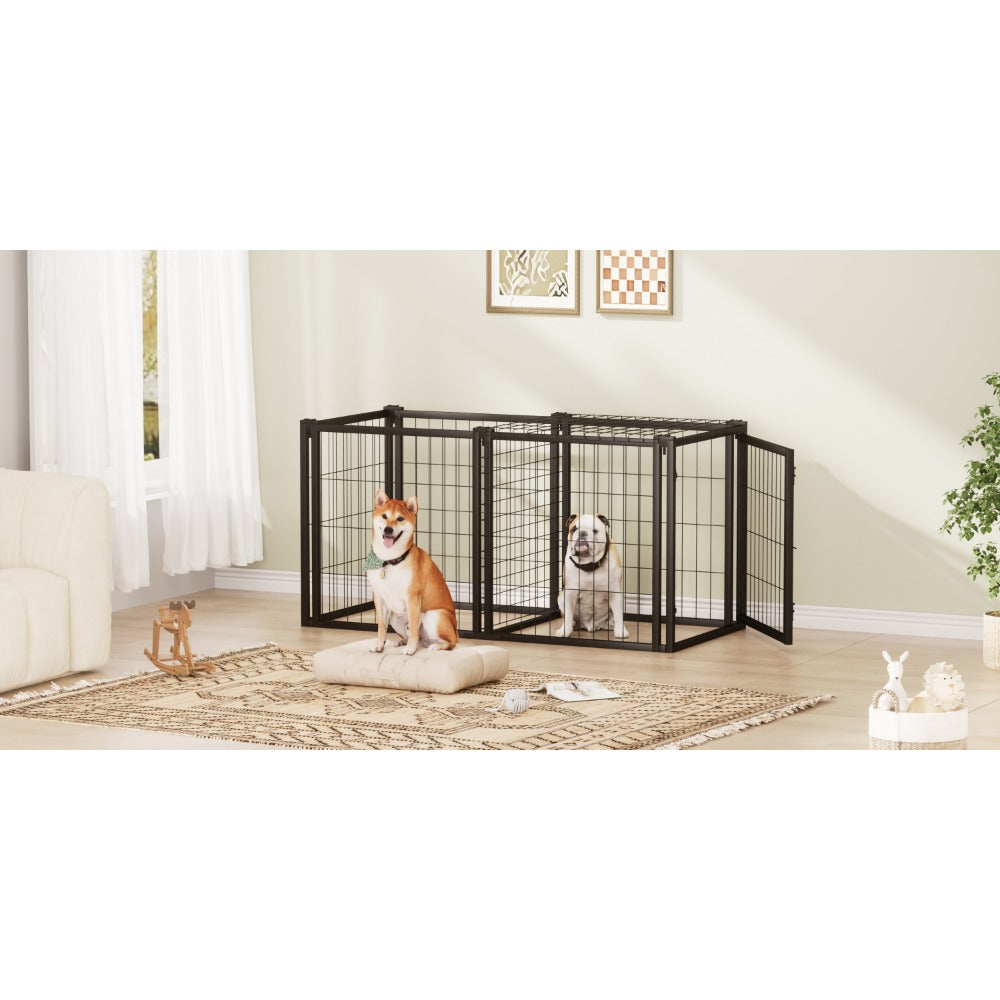 Dog Crate 47.2" Dog Kennel for Small Medium Dogs, Puppy Dog Playpen with Top, Pet Cage, Indoor, Black.47.2"L X 22"W X 24"H.