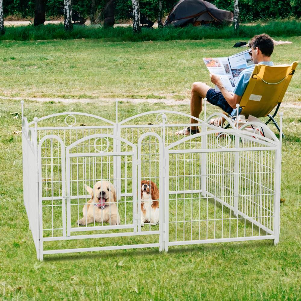 Dog Playpen Indoor 24 Inch 8 Panels Metal Dog Pen Pet Fence Outdoor Exercise Pen with Doors, Heavy Duty Dog Fence Puppy Pen