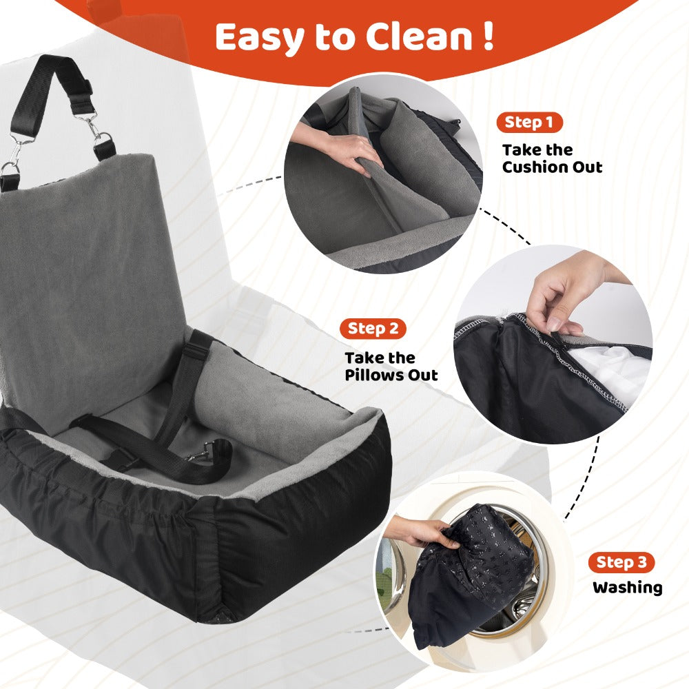 Pet Car Seat Cushion Small Dog Car Seat Safety Belt Coral Fleece Dog Booster Cushion Car Seat