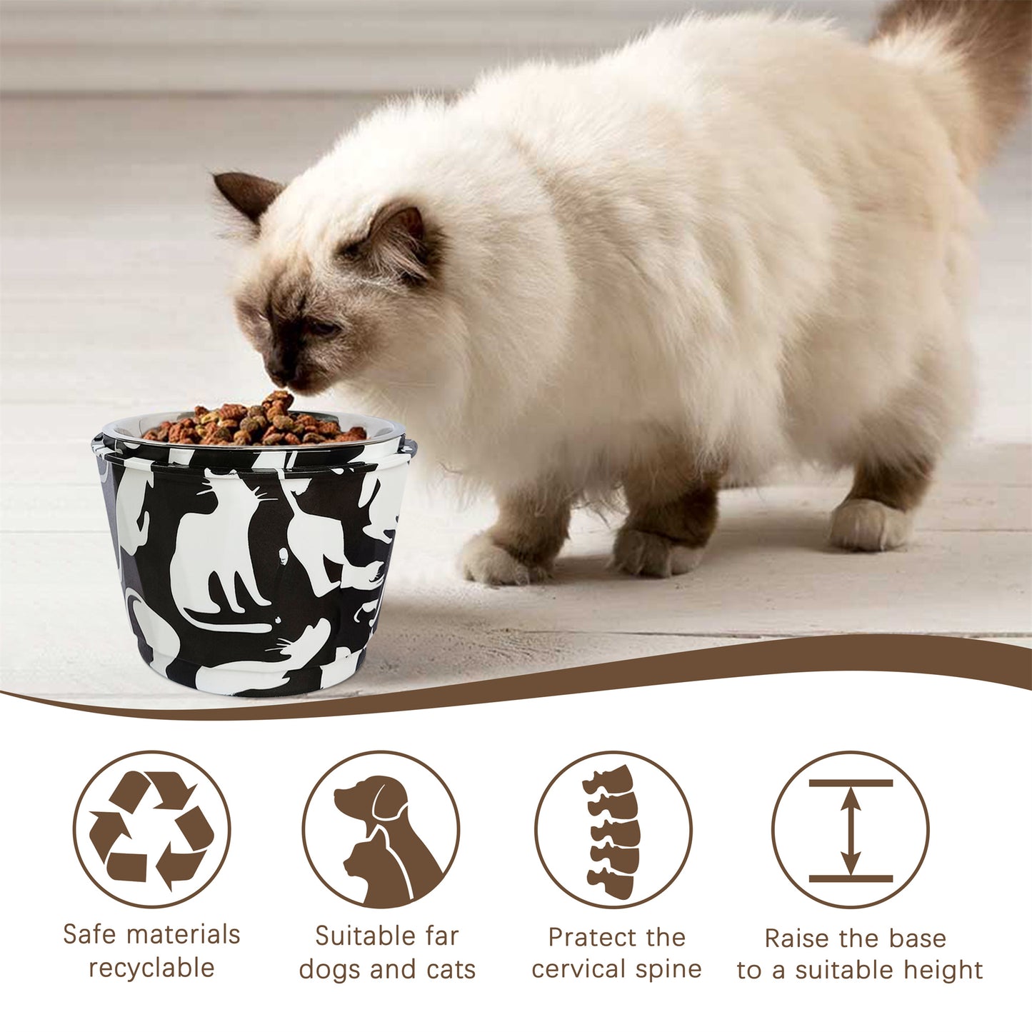 6" Anti-Vomiting Stainless Steel Pet Bowl for Small and Medium Dogs and Cats - Non-slip, Modern Design with Spine Protection
