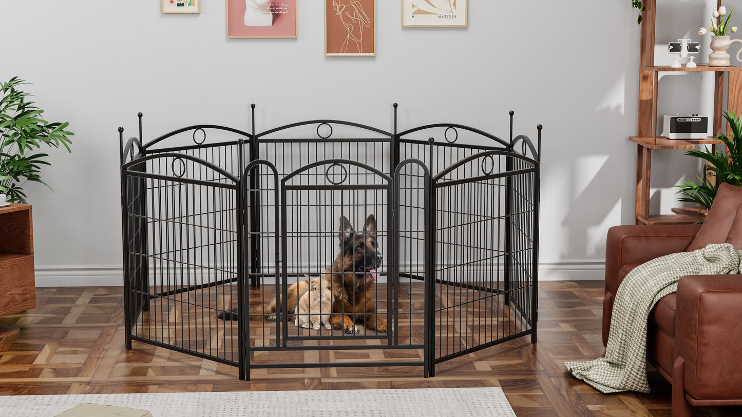 Dog Playpen Indoor 32 inch 8 Panels Metal Dog Pen Pet Dog Fence Outdoor Exercise Pen with Doors
