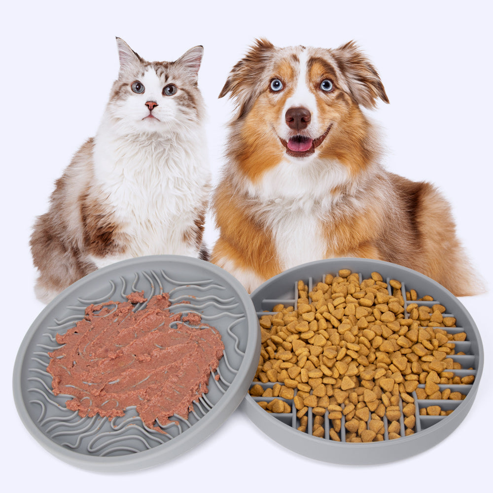 Compact 2-in-1 3D Anti-Choking Silicone Slow Feeder Lick Mat Bowl for Dry or Wet Dog Food