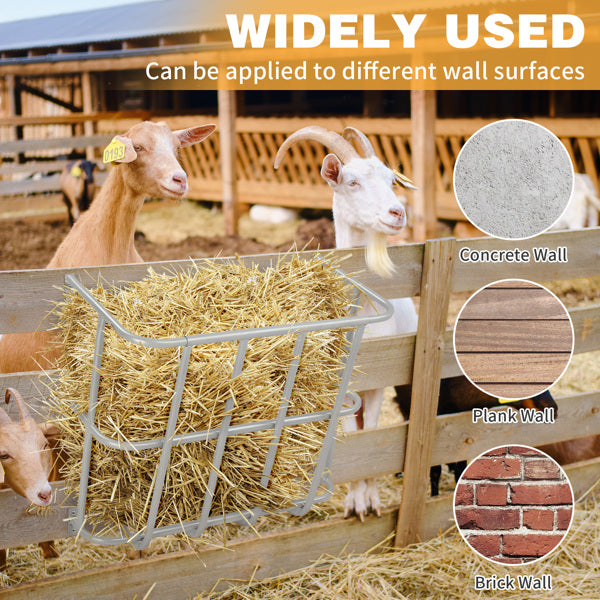 Large Capacity Hay Feeder, Heavy-Duty Steel Goat Hay Rack, 22.8" Long Wall Mounted Horse Hay Holder