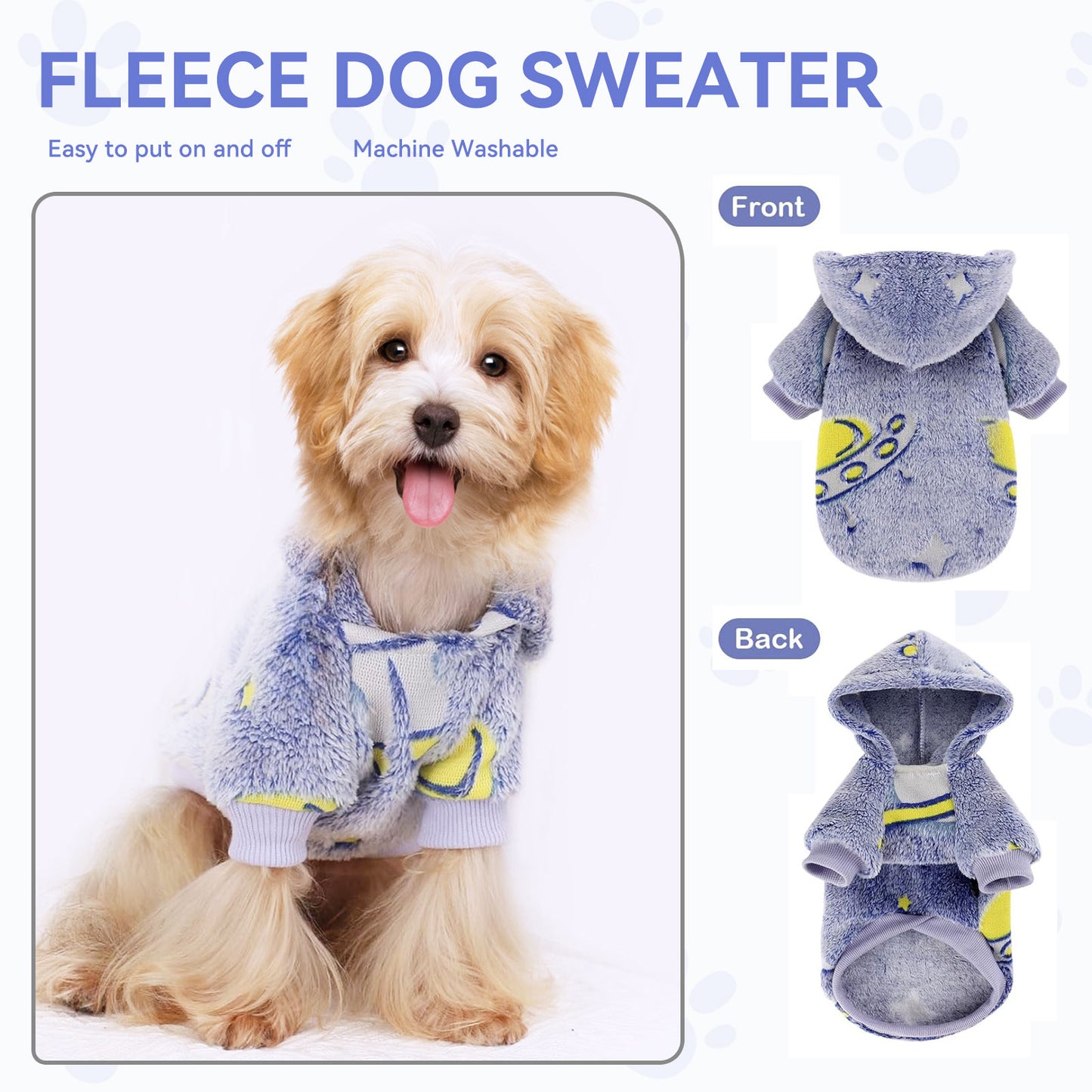 Warm Winter Dog Hoodie Soft Velvet Puppy Sweater Reflective Breathable
