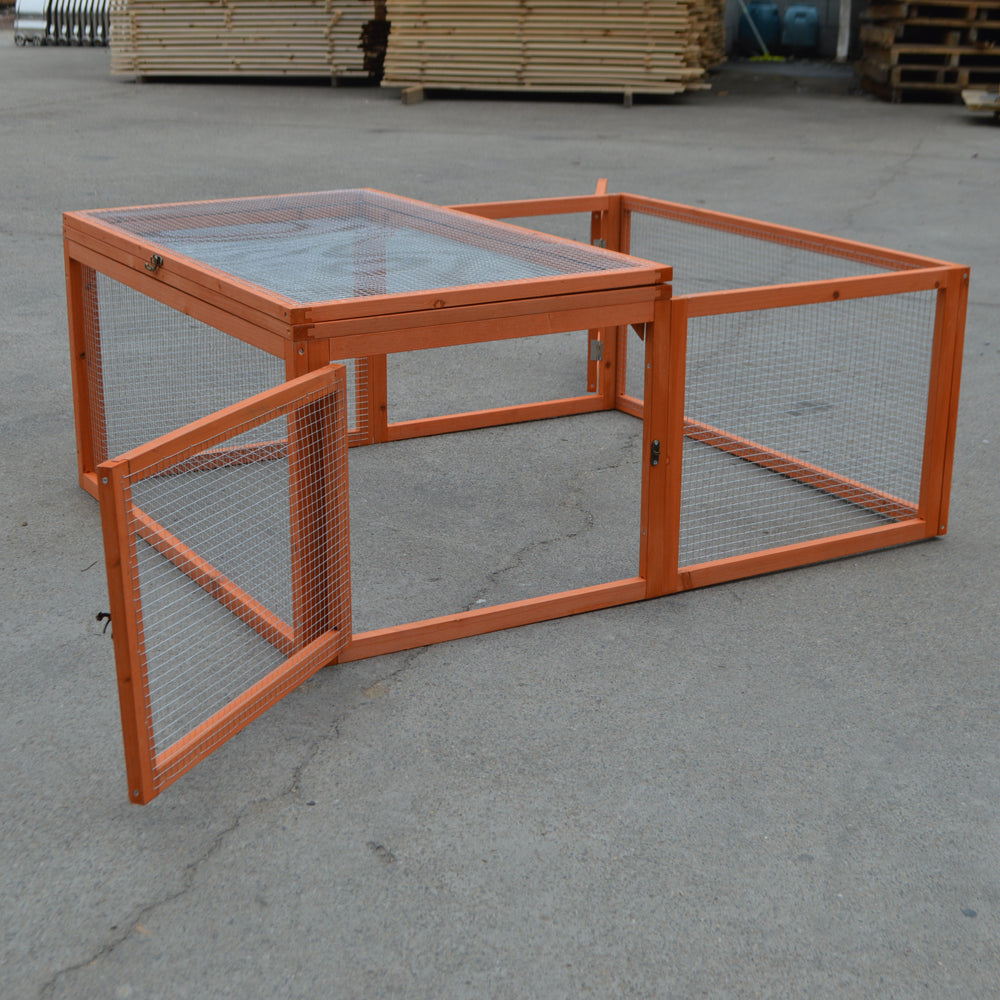 Outdoor Indoor Small Animal Cage Wooden Chicken Coop Run Cage with Galvanized Wire Mesh