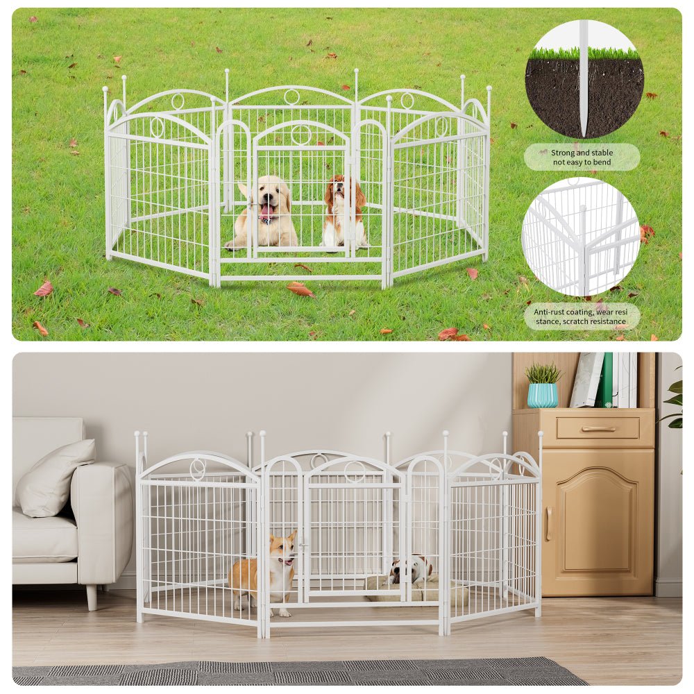 Dog Playpen Indoor 24 Inch 8 Panels Metal Dog Pen Pet Fence Outdoor Exercise Pen with Doors, Heavy Duty Dog Fence Puppy Pen