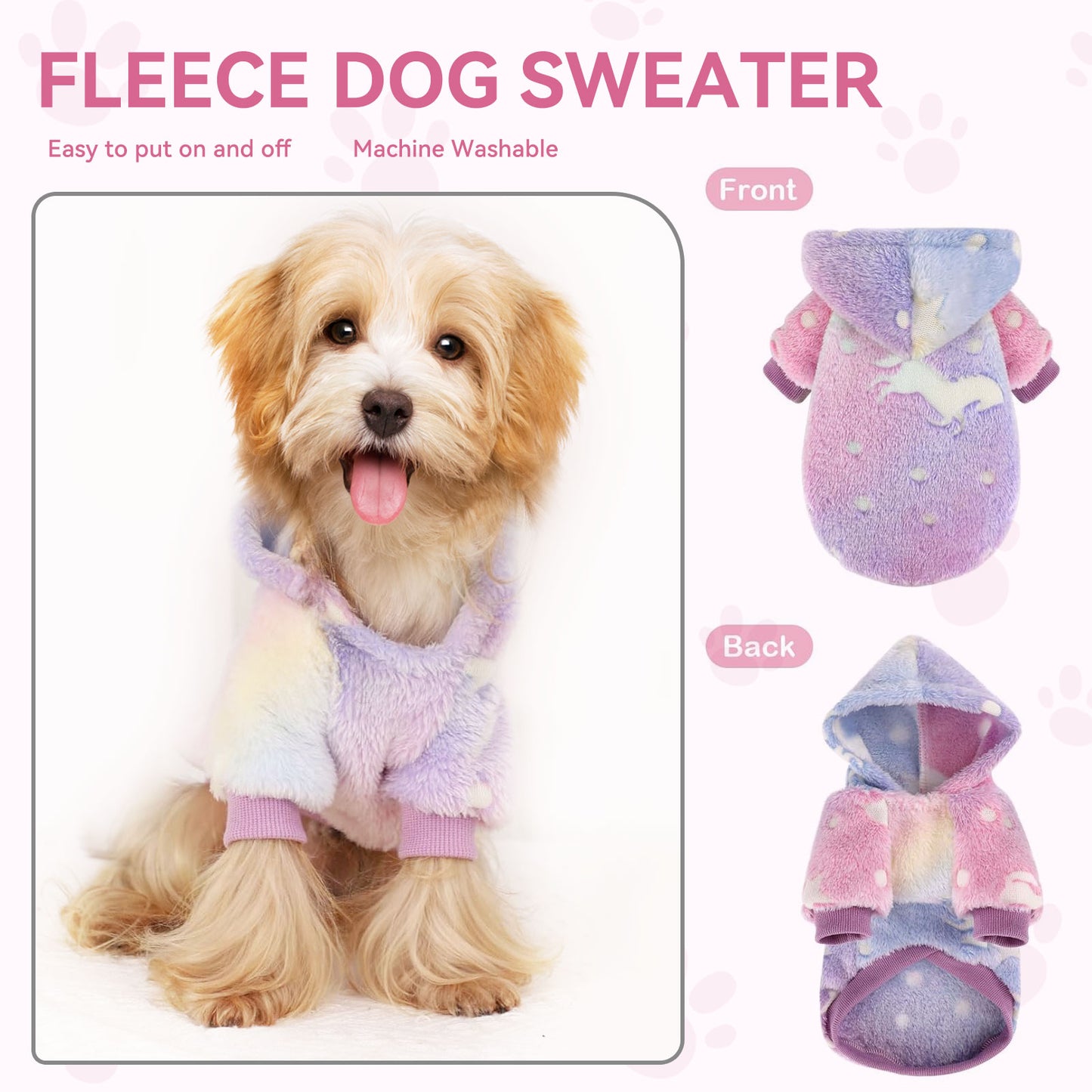 Warm Winter Dog Hoodie Soft Velvet Puppy Sweater Reflective Breathable