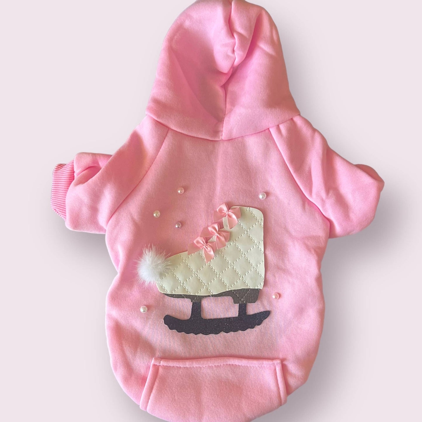 TD Luxury Classic Quilted Ice Skate Dog Hoodie XS Size Breathable Polyester and Fleece Pet Clothes Solid Pattern Accessory