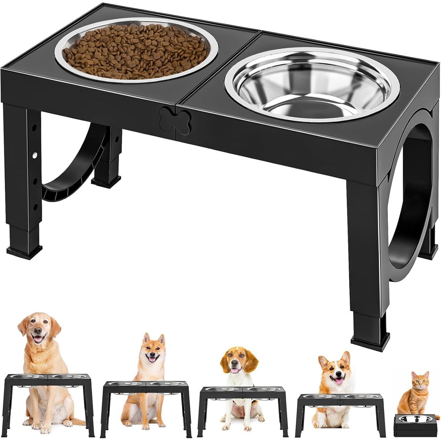 XiaZ Black Dog Bowl Stand - Stylish Pet Supplies