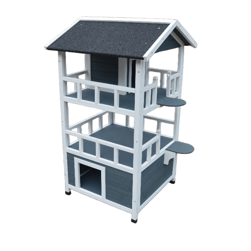 Wooden Outside Cat Shelter Weatherproof Large Outdoor Cat House with Escape Door
