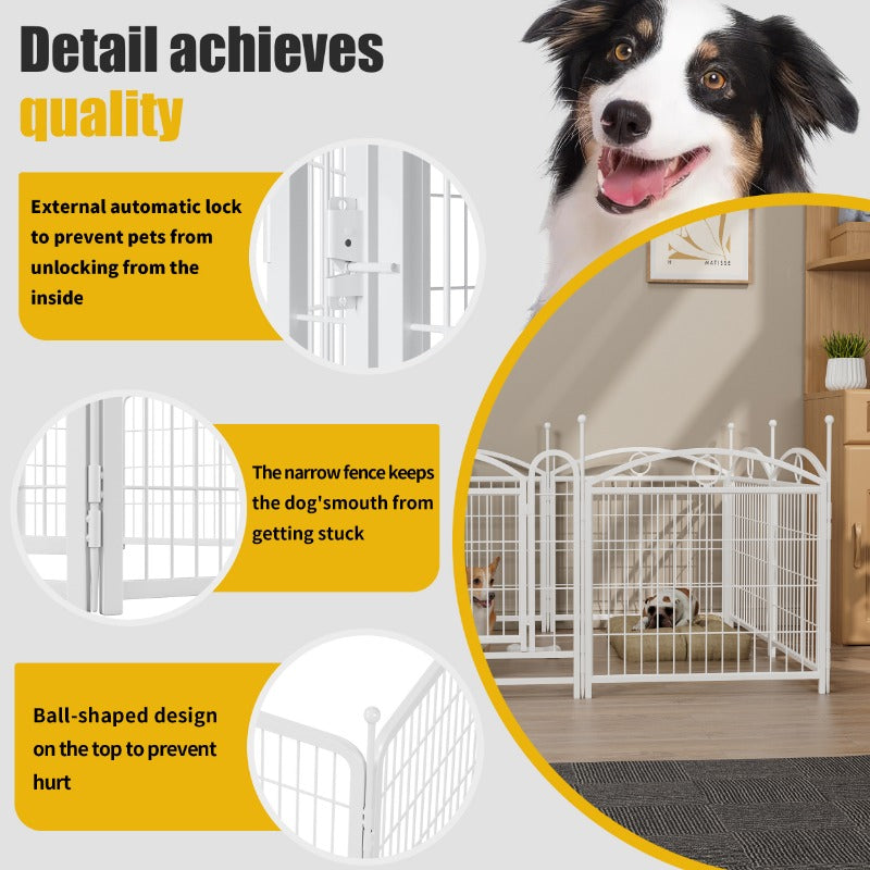 Dog Playpen Indoor 24 Inch 8 Panels Metal Dog Pen Pet Fence Outdoor Exercise Pen with Doors, Heavy Duty Dog Fence Puppy Pen