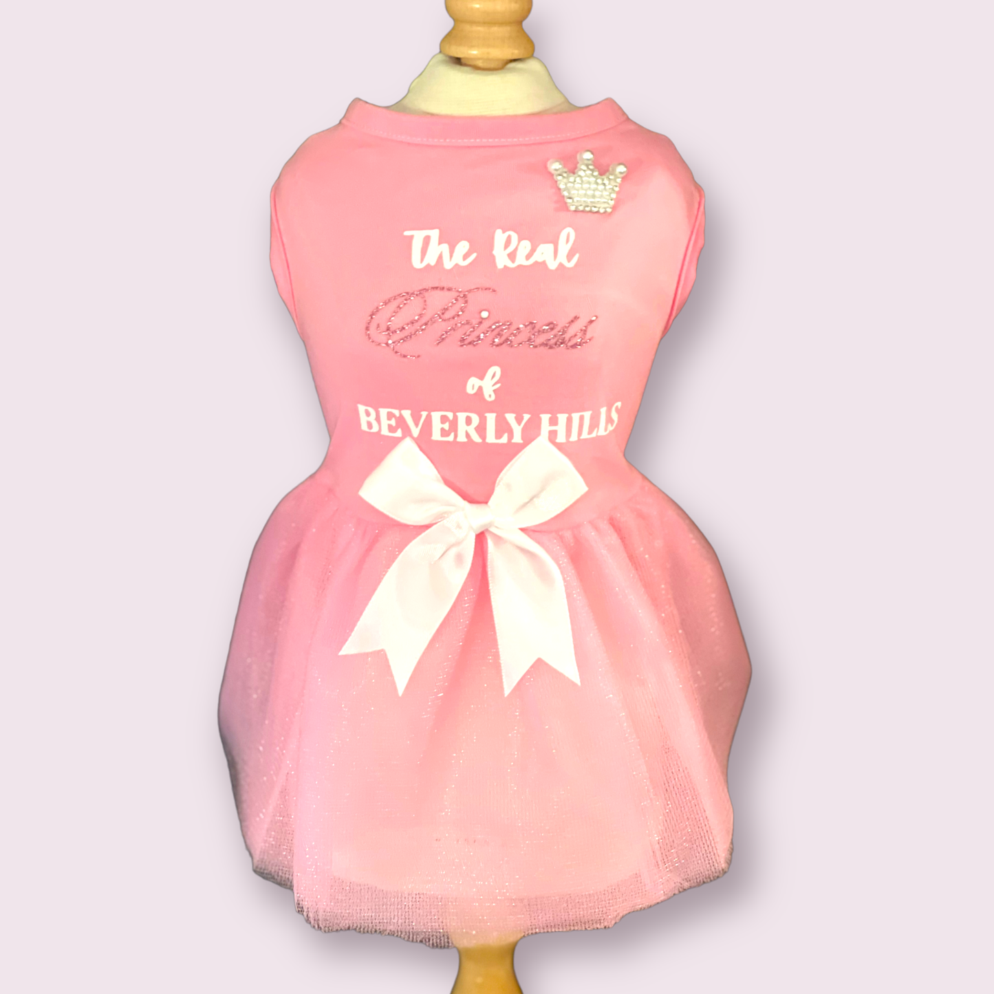 TD Real Princess of Beverly Hills Dog Dress Floral and Striped Pattern Cute Bow Feature XL Size for Summer and Winter-S/S23