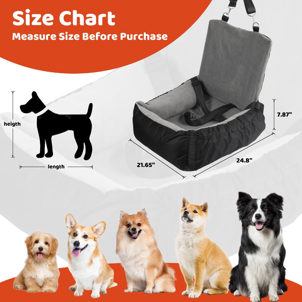 Pet Car Seat Cushion Small Dog Car Seat Safety Belt Coral Fleece Dog Booster Cushion Car Seat