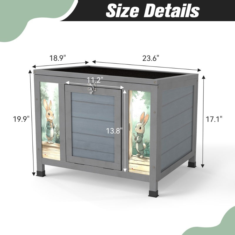 Small Outdoor Wooden Rabbit Hutch with Lockable Door & Weatherproof Roof, Openable Top, Bunny Cage Pet House for Rabbits, Guinea