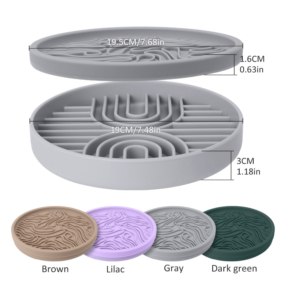 Compact 2-in-1 3D Anti-Choking Silicone Slow Feeder Lick Mat Bowl for Dry or Wet Dog Food