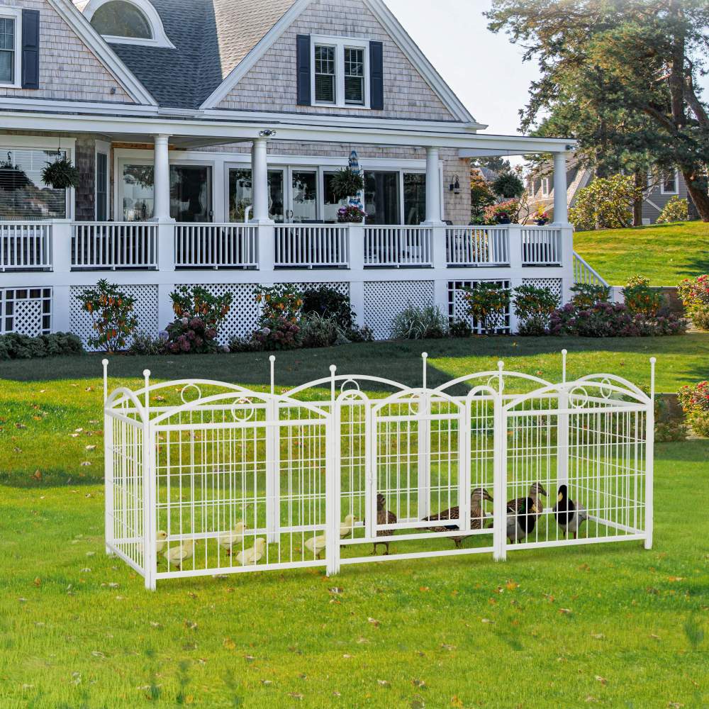 Dog Playpen Indoor 24 Inch 8 Panels Metal Dog Pen Pet Fence Outdoor Exercise Pen with Doors, Heavy Duty Dog Fence Puppy Pen