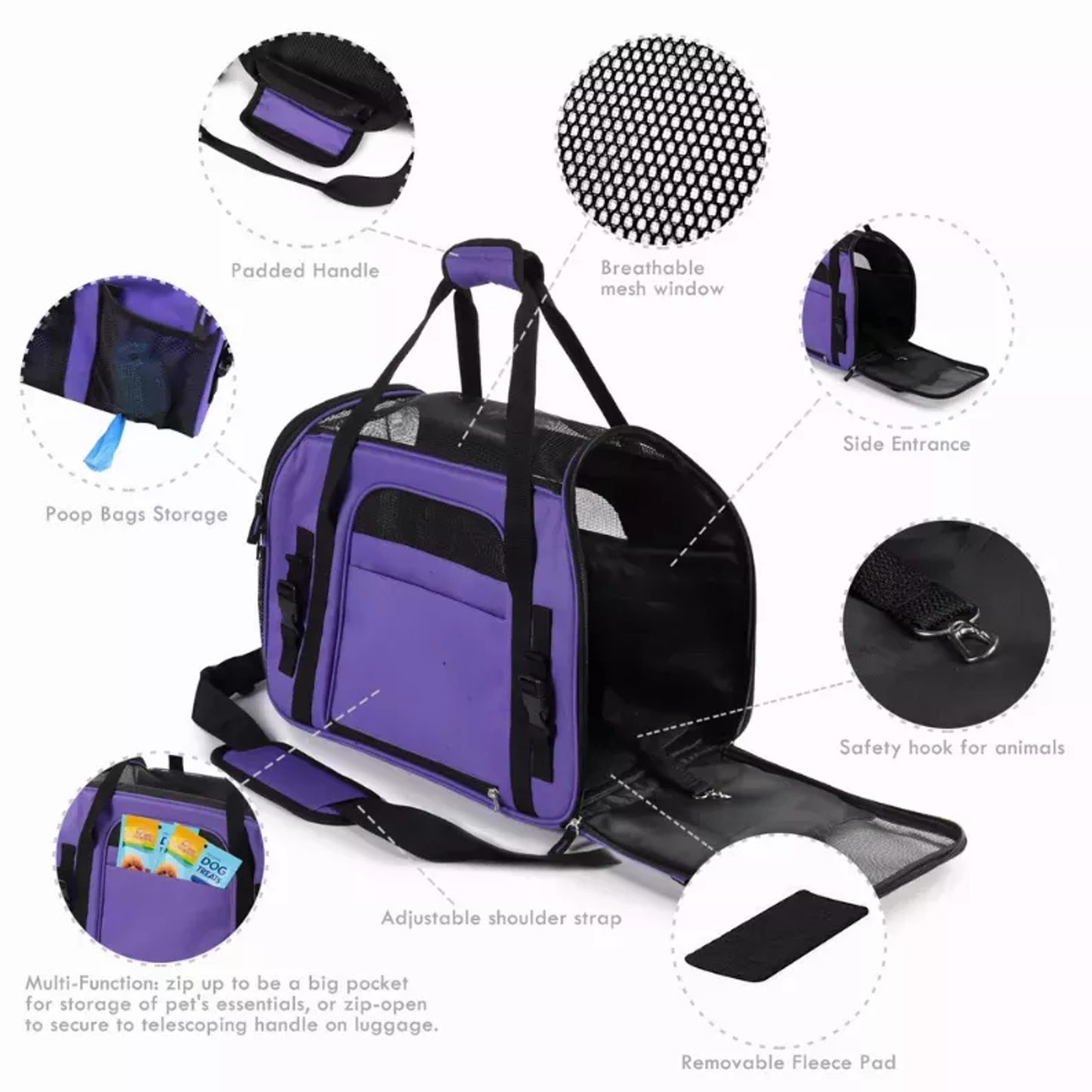TD JESPET Airline Approved Cat and Dog Carrier Soft-Sided Collapsible Travel Handbag for Small Dogs Cats Car Seat Pet Carrier