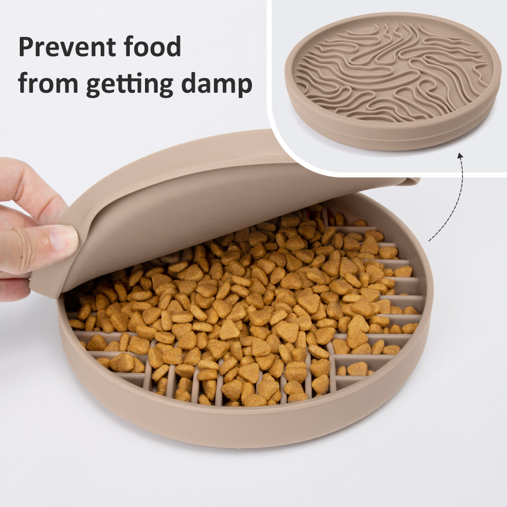 Compact 2-in-1 3D Anti-Choking Silicone Slow Feeder Lick Mat Bowl for Dry or Wet Dog Food