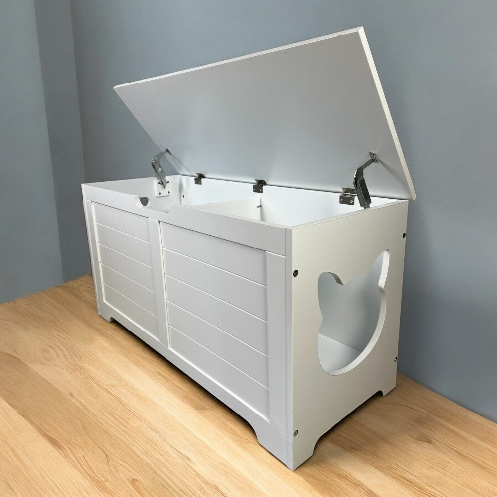 35.83" Cat Litter Box Enclosure Hidden Furniture (Scratch Pad Included), Modern Black Cat House
