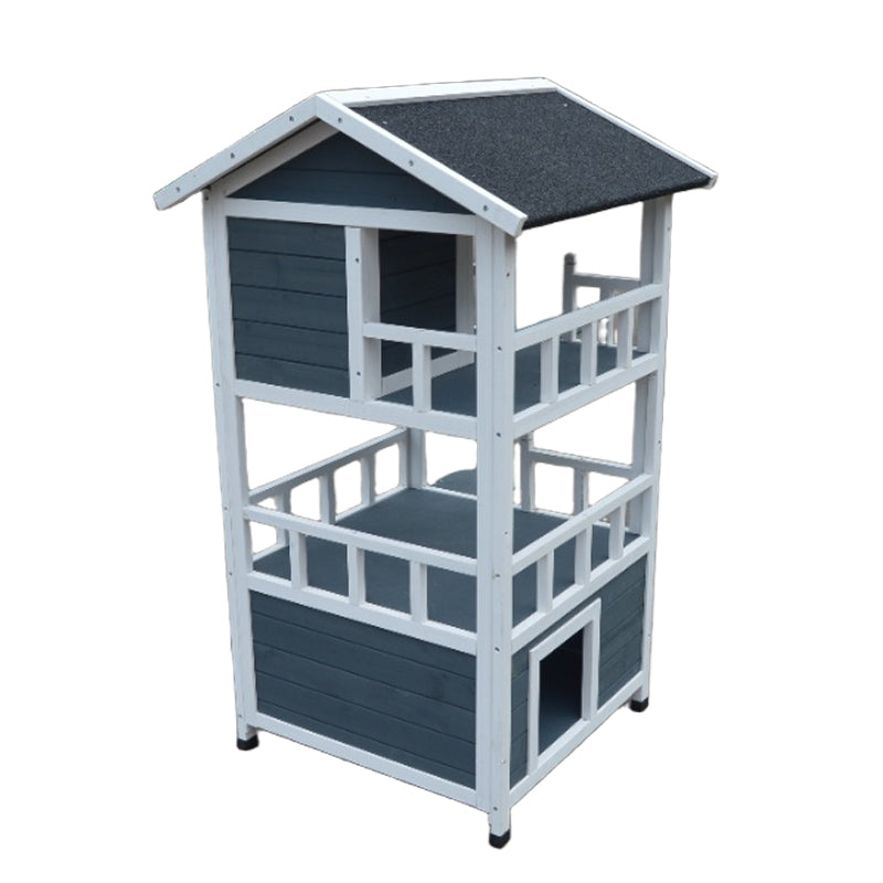 Wooden Outside Cat Shelter Weatherproof Large Outdoor Cat House with Escape Door