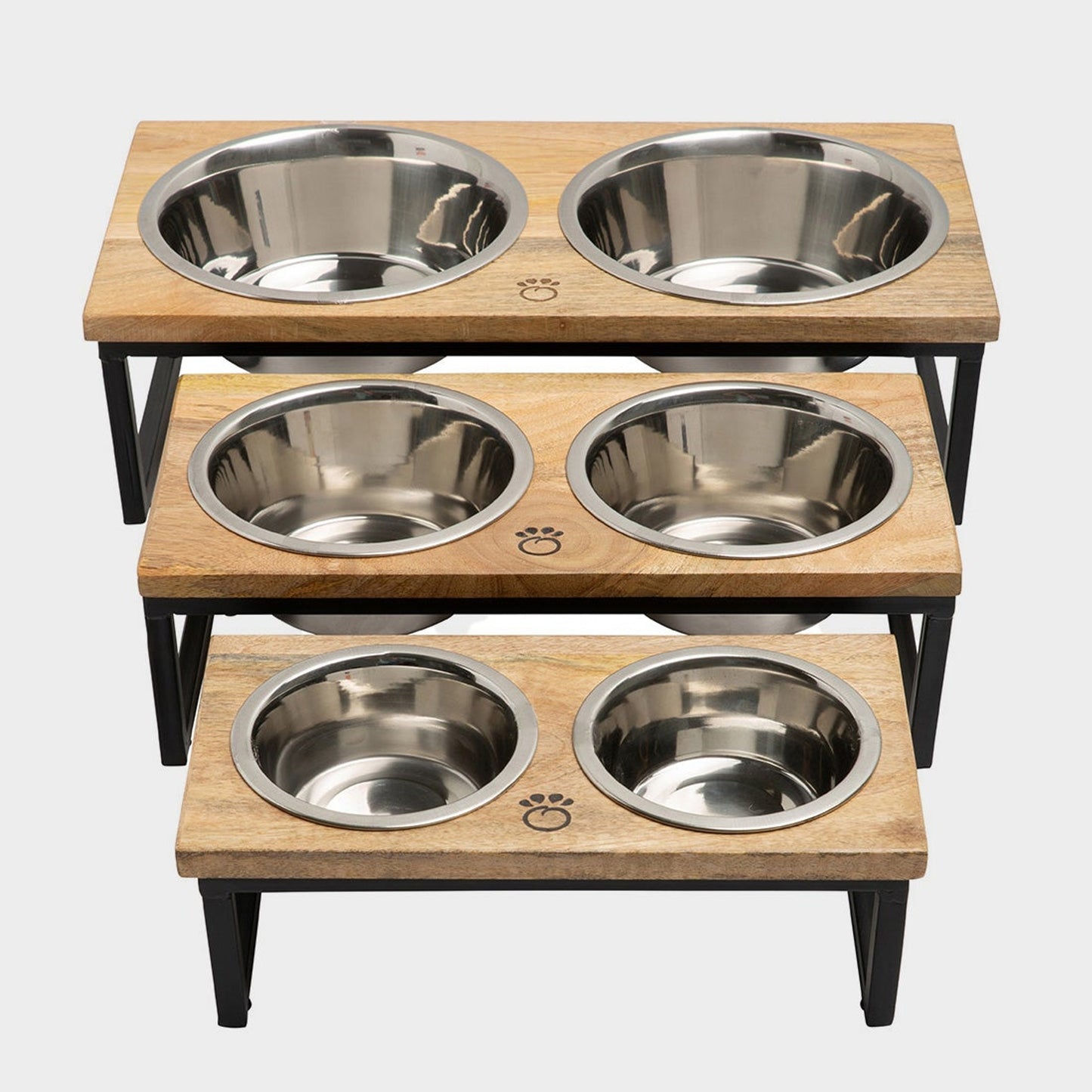 TD GF Stainless Steel Wood & Metal Elevated Feeder for Outdoor Use with Chickens Cats Pigeons Rabbits Other Animals for Travel