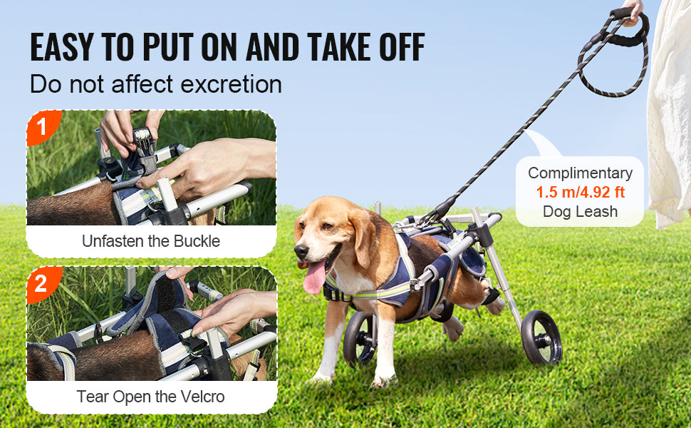 2 Wheels Dog Wheelchair for Back Legs, Pet Wheelchair Lightweight & Adjustable Assisting in Healing, Dog Cart/Wheelchair