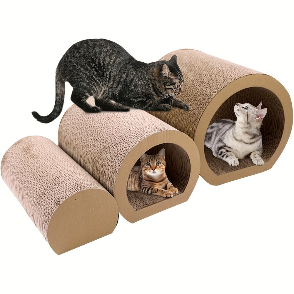 3 in 1 cat Tunnel Bed, 3 Sizes cat Scratching Board Bed, Corrugated cat Scratching Board, Hide and Play DIY cat Wheel