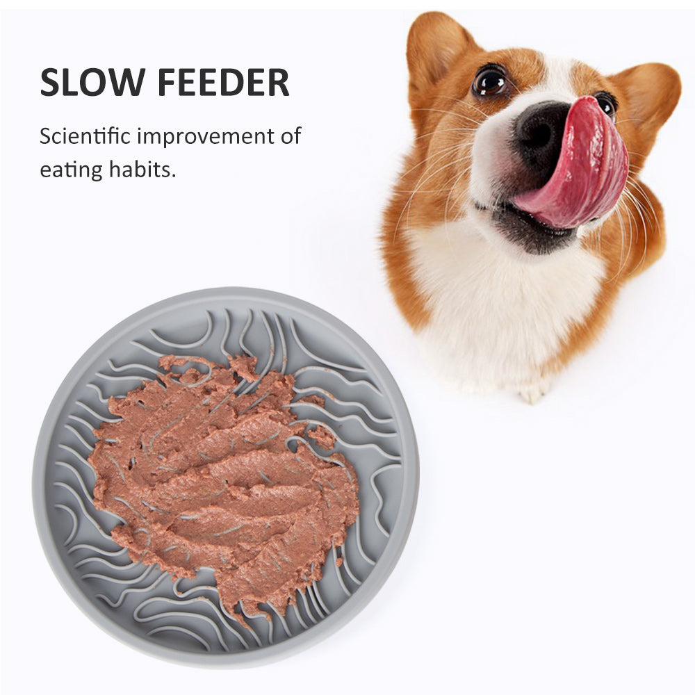 Compact 2-in-1 3D Anti-Choking Silicone Slow Feeder Lick Mat Bowl for Dry or Wet Dog Food
