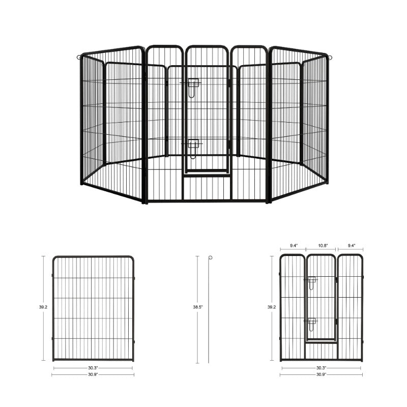 Dog Playpen, 40 Inch 8 Panels Puppy Playpen, Dog Exercise Pen for Large/Medium/Small Dogs, Foldable Dog Pen with Doors for RV