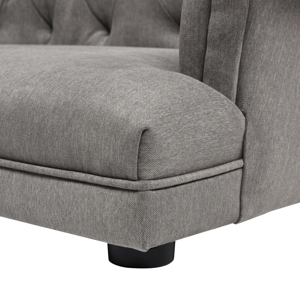 36.5" Chesterfield Dog Sofa Bed, Medium, Uptown Gray Stain Resistant High Performance Polyester