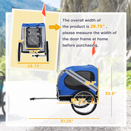 Aosom Large Wheel Off-Road Dog Bike Trailer Pet Cart 3 Entrances Mesh Screen for Bicycle Wagon Cargo Carrier Travel FCJ