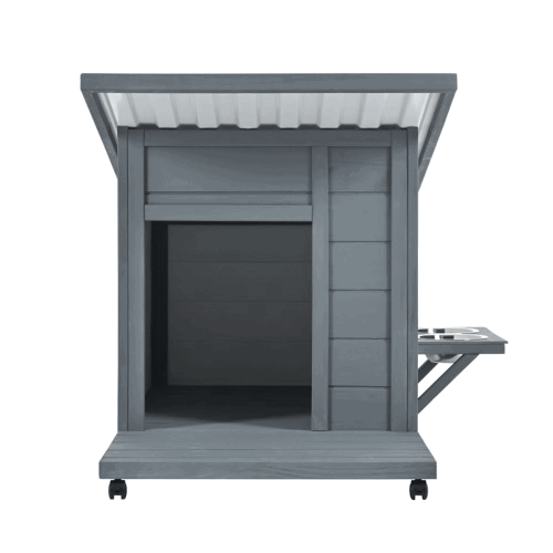 Outdoor Dog house With Food bowl, 4 swivel wheels