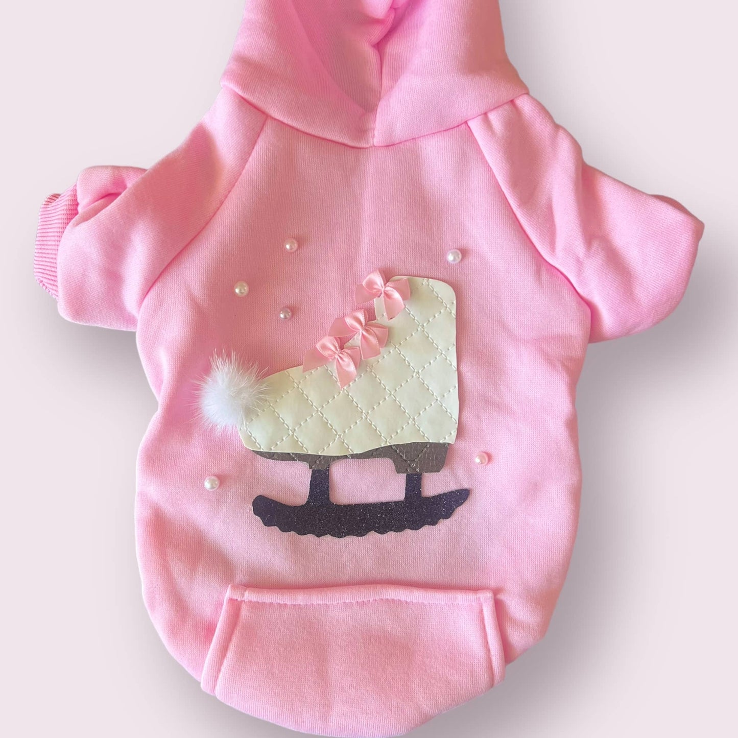 TD Luxury Classic Quilted Ice Skate Dog Hoodie XS Size Breathable Polyester and Fleece Pet Clothes Solid Pattern Accessory