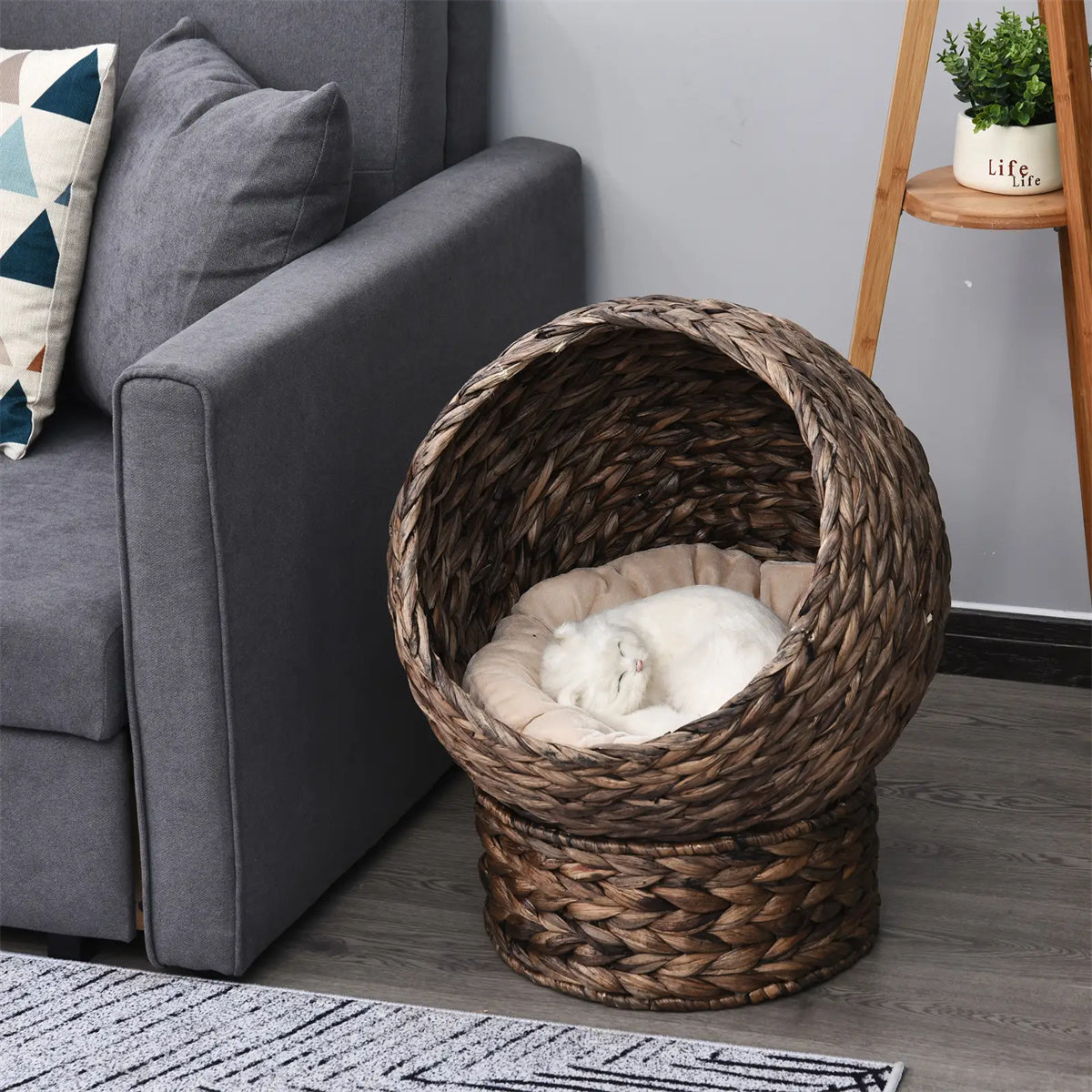 19.75" L X 16.5" W X 23.5" H cat Bed with Upholstered, cat Basket Bed cat House