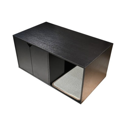 35.83" Cat Litter Box Enclosure Hidden Furniture (Scratch Pad Included), Modern Black Cat House