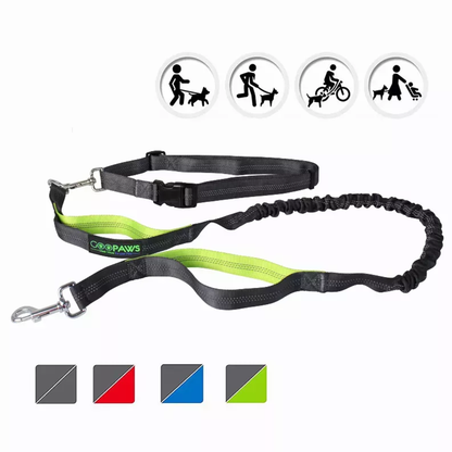 TD JESPET Dual Handle Waist Leash for Medium Large Dogs Hand-Free Running Reflective Bungee Adjustable for Durable Exercise