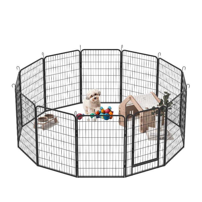 12 Panels Heavy Duty Metal Playpen with Door,39.37"H Dog Fence Pet Exercise Pen for Outdoor