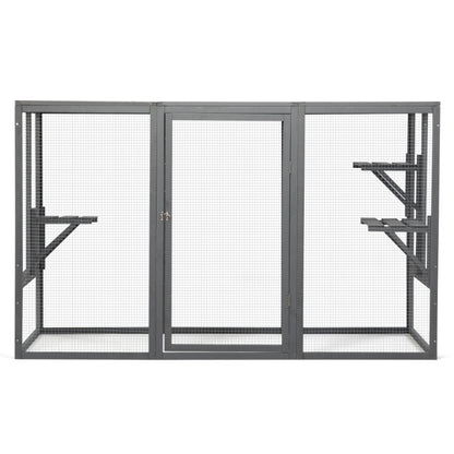 Spacious Wooden cat Cage with Waterproof Roof with Adjustable Pedals Suitable - Gray Black